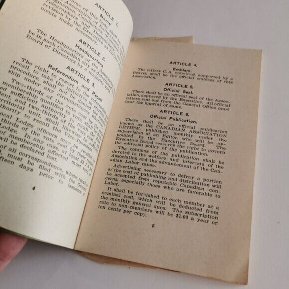 1930s Constitution of Canadian Association of Railwaymen Booklet Railway Workers - Picture 5 of 10